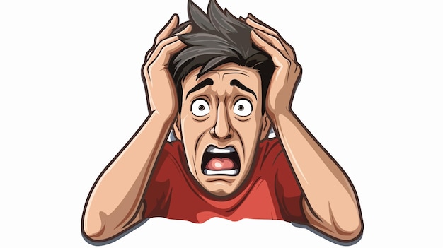 Sticker of a Cartoon Stressed Man Vector Illustration