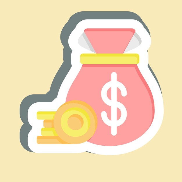 Sticker Cash Collection related to Finance and Tax symbol simple design illustration