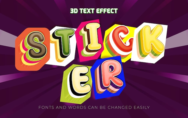 Sticker cut 3d editable text effect style