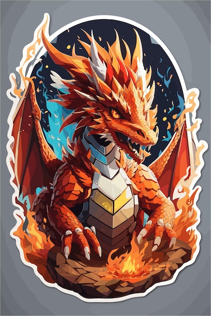 a sticker of cute angry dragon