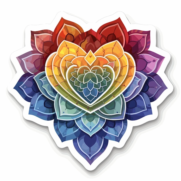 Vector sticker design minimal heart chakra symbol white background