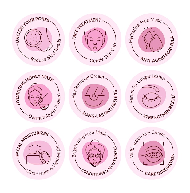 Sticker design set for skin care products