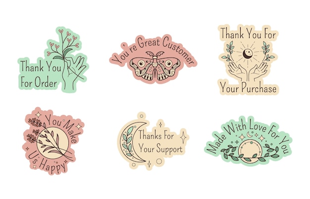 Sticker design set thank you for order sign