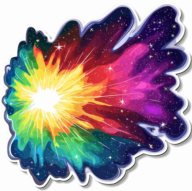 Vector sticker exploding circular rainbow candy space themed