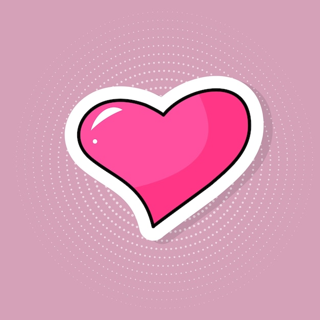 Sticker in the form of heart in trendy pop art style. Valentine's Day symbol.