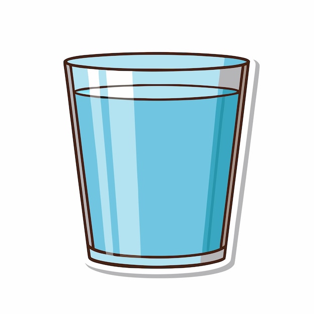 Vector sticker glass of water on a isolated white background 18