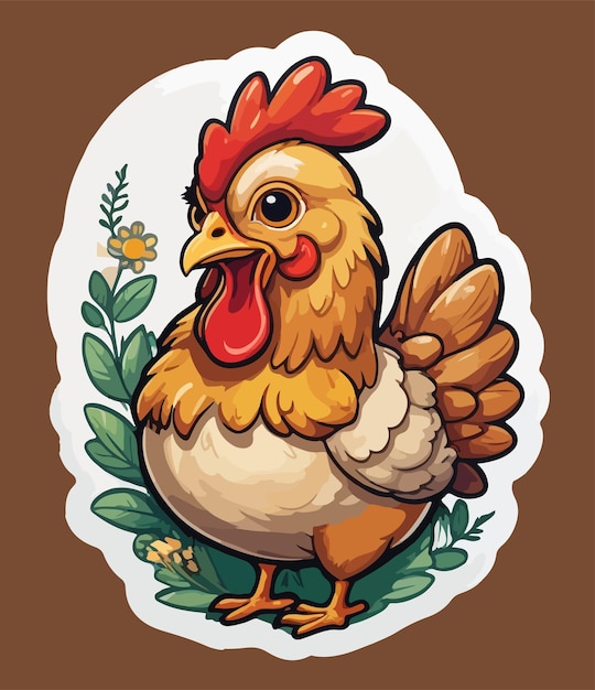 sticker image of a hen