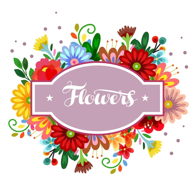 Sticker label with cute flower