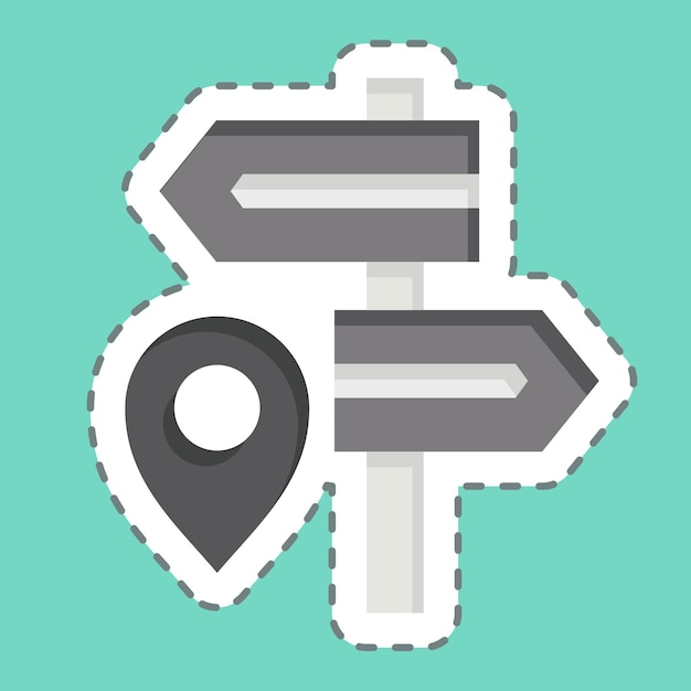 Sticker line cut Destination related to Navigation symbol simple design illustration