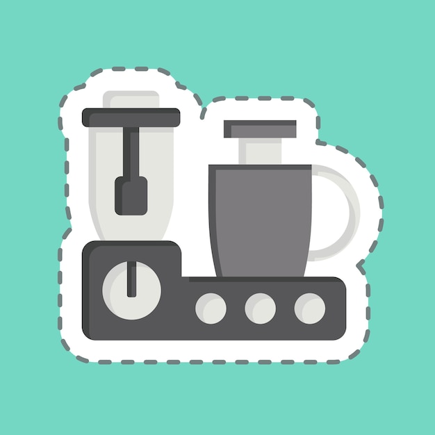 Sticker line cut Food Processor related to Kitchen Tool symbol simple design illustration