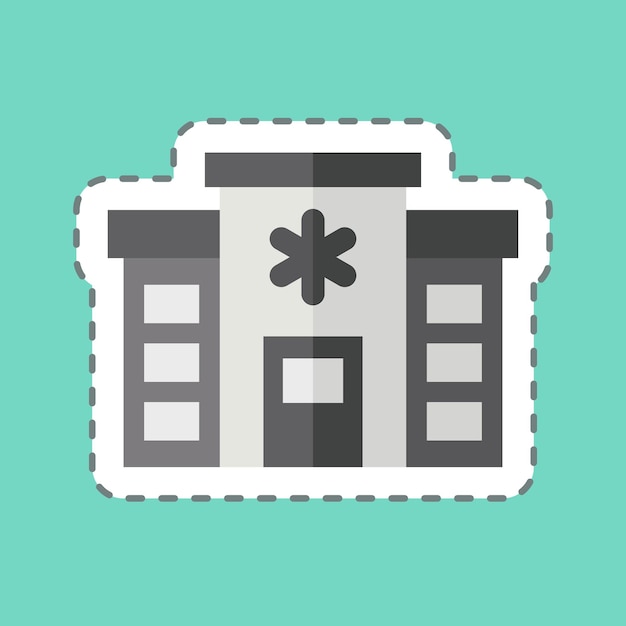 Sticker line cut Hospital related to Emergency symbol simple design illustration