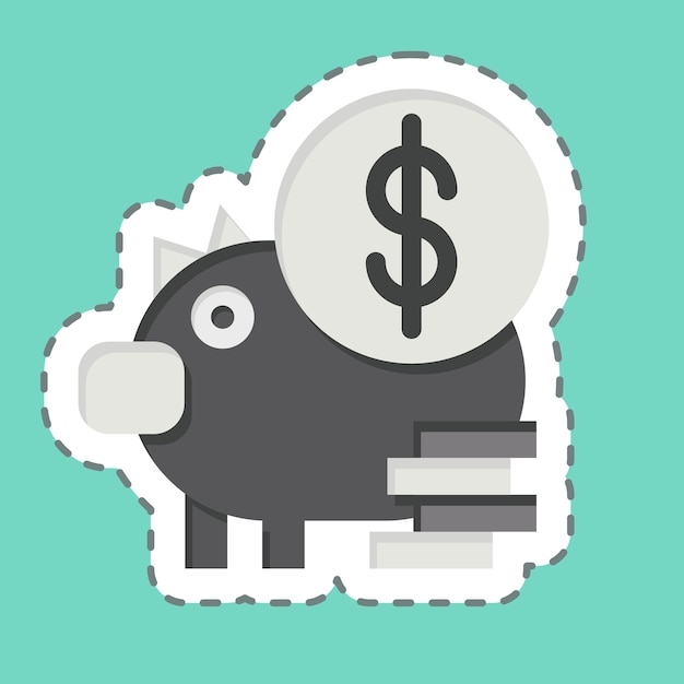 Sticker line cut Money Saving related to Finance and Tax symbol simple design illustration