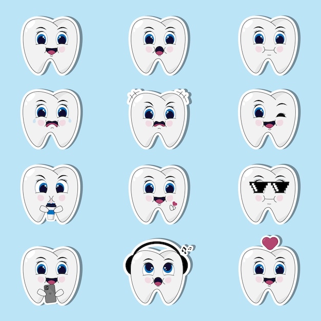 Sticker pack cute teeth