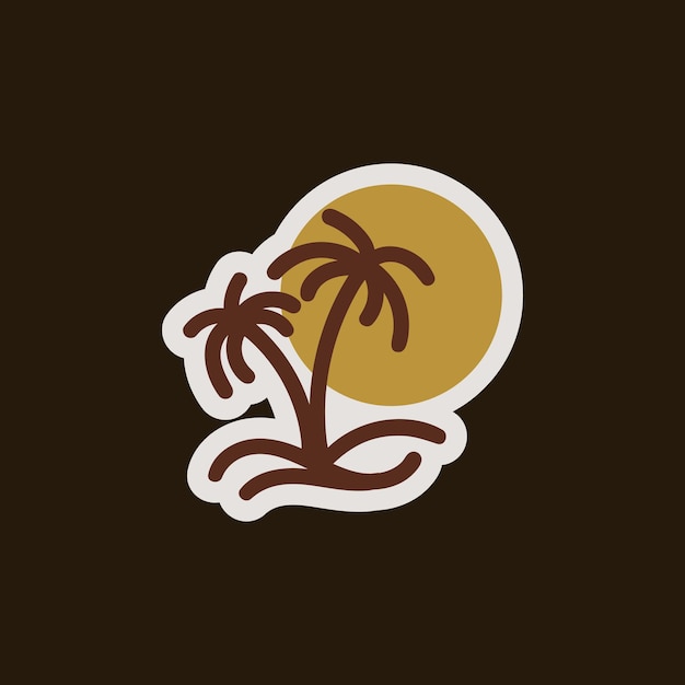 A sticker of palm trees with the sun on it