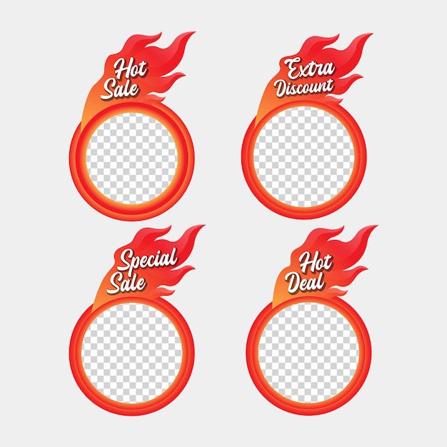 Sticker product promotion vector with flaming illustration