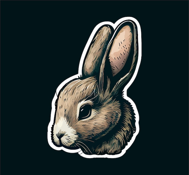 A sticker of a rabbit with the word rabbit on it