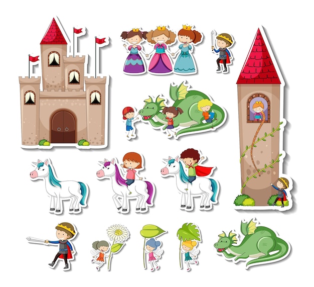 Sticker set of Fairy tale characters