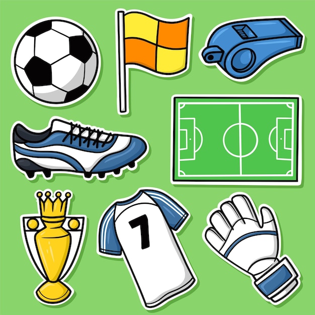 Sticker set football Cartoon Vector