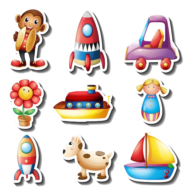 Sticker set of toys illustration