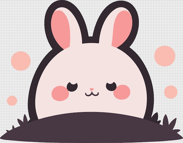 Sticker Style Cute bunny Illustrationvector