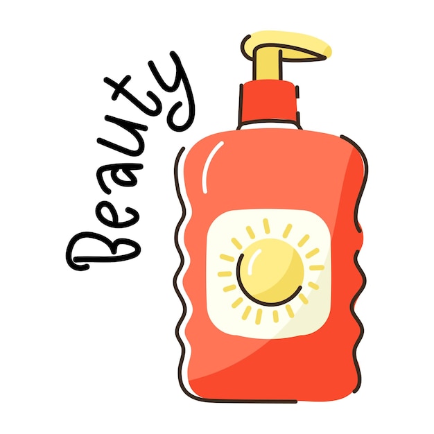 A sticker of sunblock lotion flat style