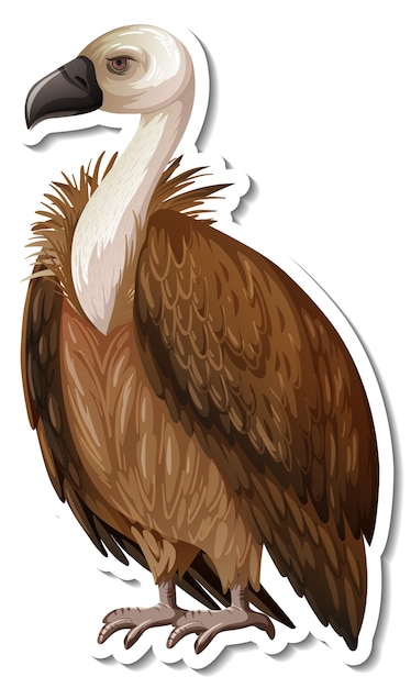 A sticker template of vulture cartoon character