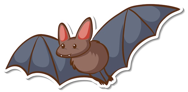 A sticker template with a bat cartoon character isolated