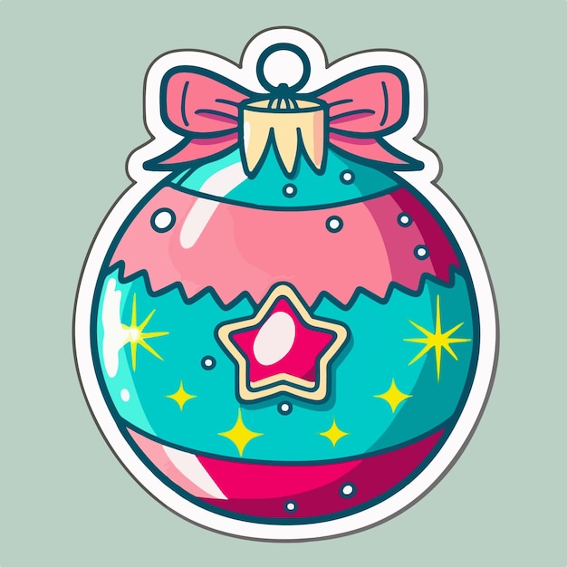 Sticker template with christmas ballxmas balls stickers with ornament Newyear holidays