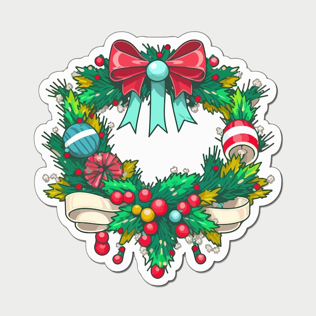 Sticker template with christmas garland xmas omela stickers isolated decoration Winter collection