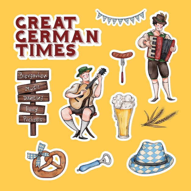 Sticker template with oktoberfest festive conceptwatercolor style