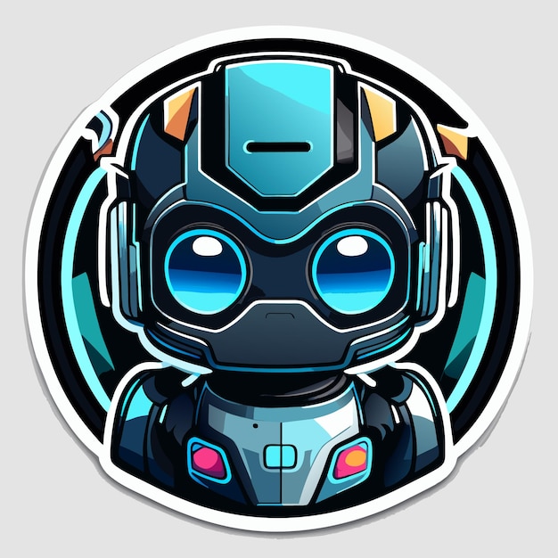 A sticker template with a robot toy cartoon character isolated