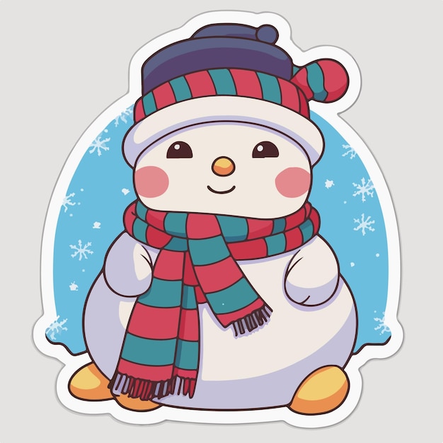 Sticker template with snowman xmas snowman stickers isolated decoration Winter holidays