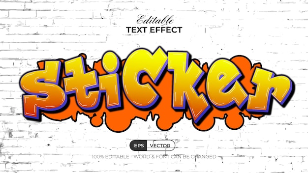 Sticker text effect graffiti style Editable text effect