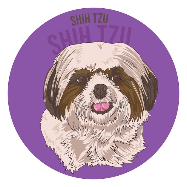 Vector a sticker that says shih tzu on it