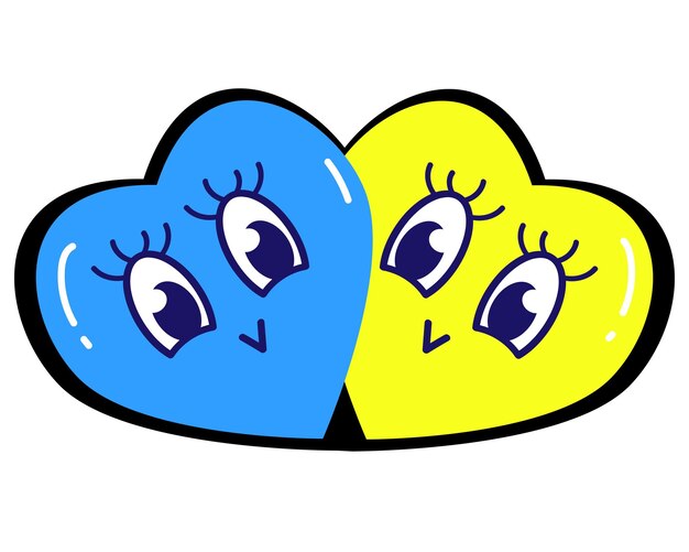 Sticker with blueyellow hearts