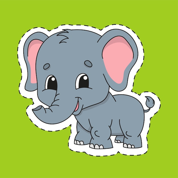 Sticker with contour cartoon character Animal theme Template for your design