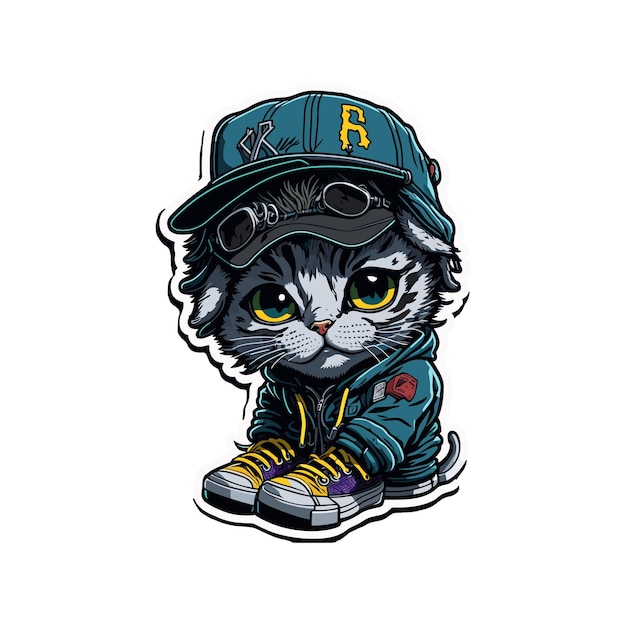 Stickers featuring cartoon baby cat t shirt design