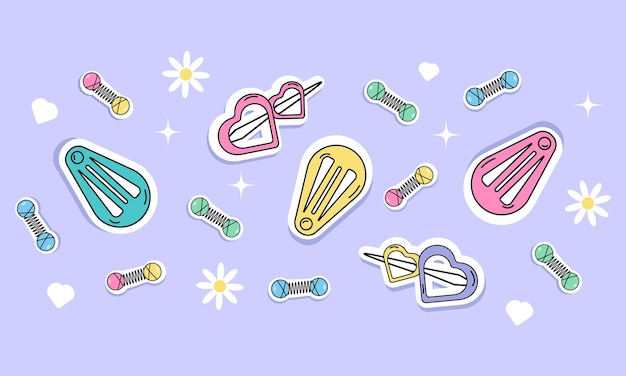 Stickers from different hair clips for in style y2k