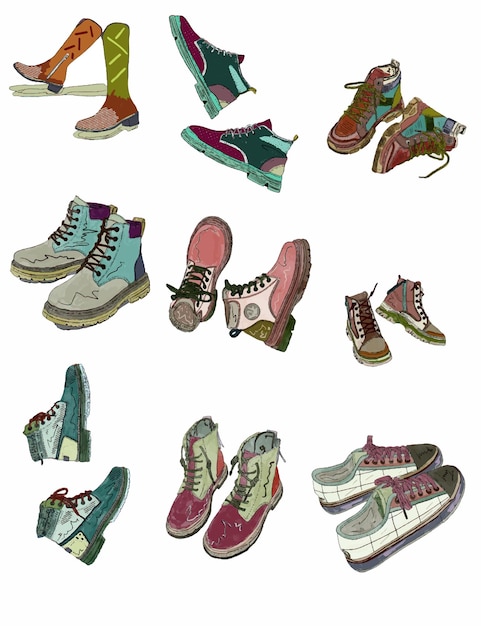 Stickers_icons_fashion_sneakers_pattern_clothings_boutique_sport_travel_shoes_digital_items_pastel