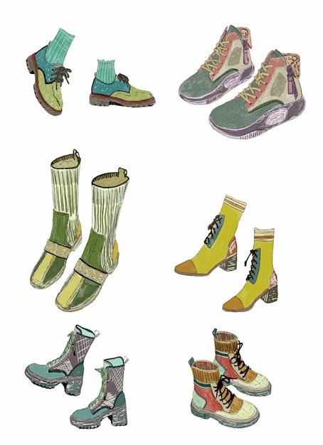 Stickers_icons_fashion_sneakers_pattern_clothings_boutique_sport_travel_shoes_digital_items_pastel