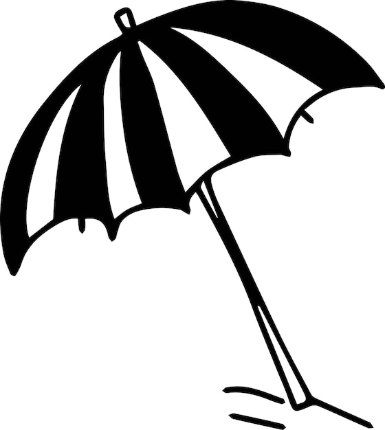 Stickers summer doodle sketch hand drawn line graphic black beach umbrella