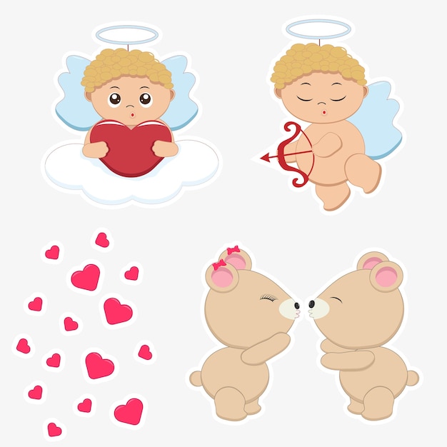 Vector stickers for valentine's day