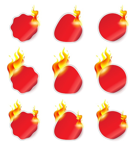 Stickers with fire flames