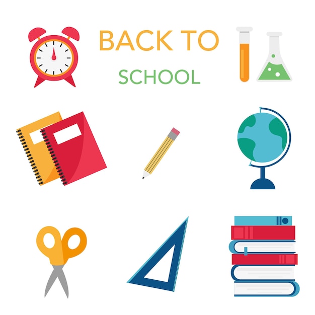 stickers with school items illustration