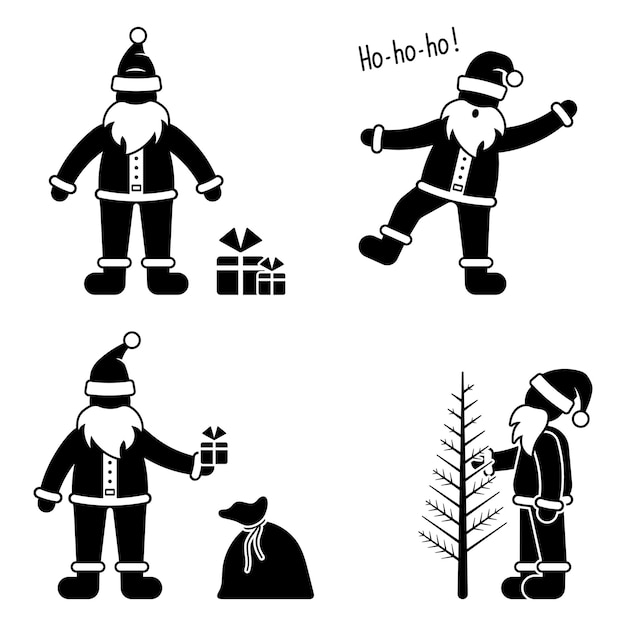 Stickman Santa happy holiday pictogram