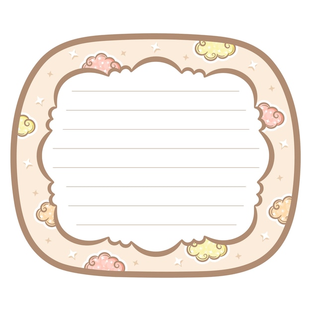 sticky clouds frame note letter with pastel coloring for writing