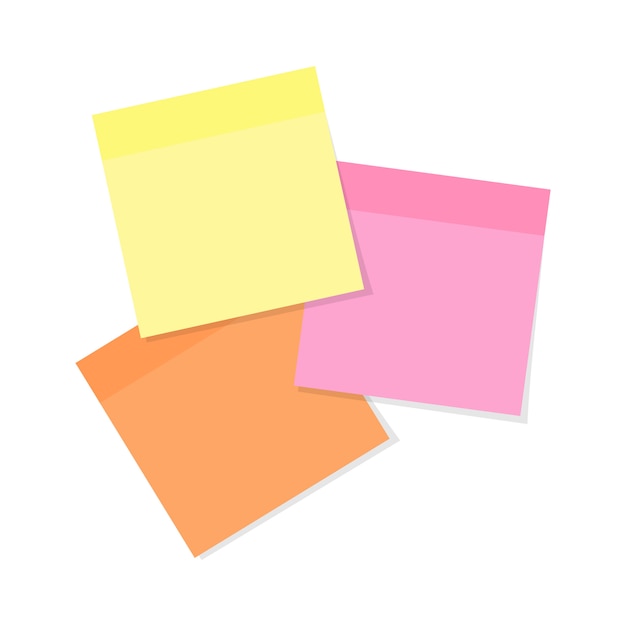 Sticky note paper in various colors isolated on white