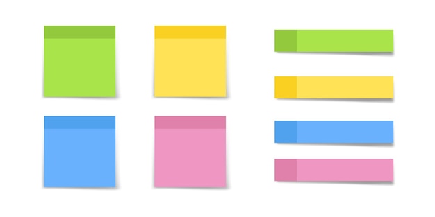 Sticky note set in realism with shadow Vector illustration isolated