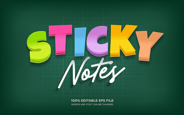 Sticky Notes 3D editable text style effect