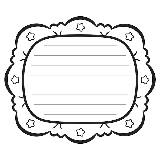 sticky star frame note letter for writing sketch for coloring